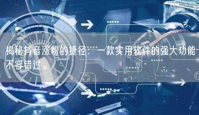 揭秘抖音涨粉的捷径：一款实用软件的强大功能不容错过。