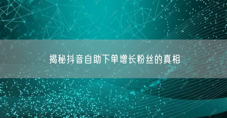 揭秘抖音自助下单增长粉丝的真相