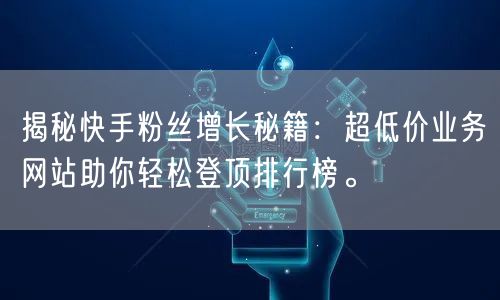 揭秘快手粉丝增长秘籍：超低价业务网站助你轻松登顶排行榜。