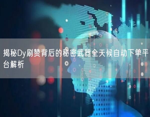 揭秘Dy刷赞背后的秘密武器全天候自动下单平台解析