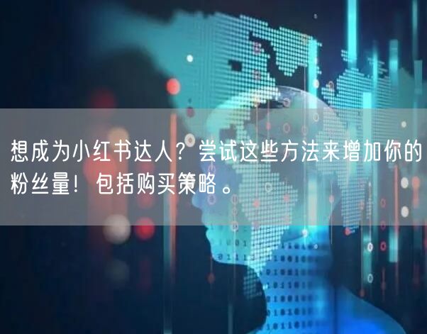 想成为小红书达人？尝试这些方法来增加你的粉丝量！包括购买策略。