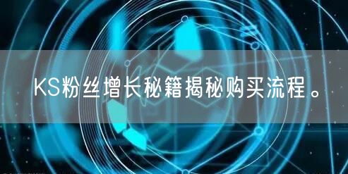 KS粉丝增长秘籍揭秘购买流程。
