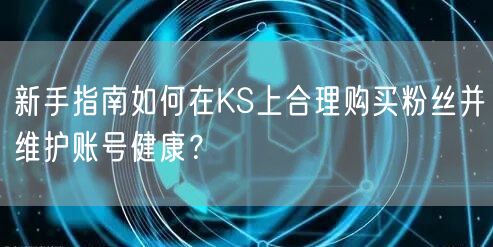新手指南如何在KS上合理购买粉丝并维护账号健康？
