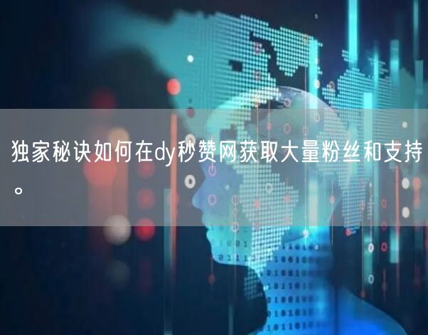 独家秘诀如何在dy秒赞网获取大量粉丝和支持。