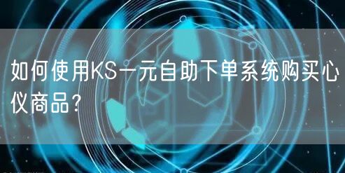 如何使用KS一元自助下单系统购买心仪商品？