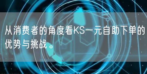 从消费者的角度看KS一元自助下单的优势与挑战。