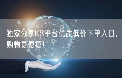 独家分享KS平台优质低价下单入口，购物更便捷！