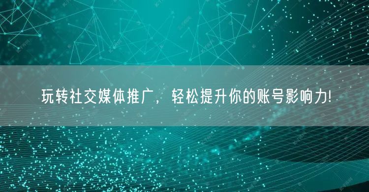 玩转社交媒体推广，轻松提升你的账号影响力!