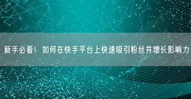 新手必看！如何在快手平台上快速吸引粉丝并增长影响力