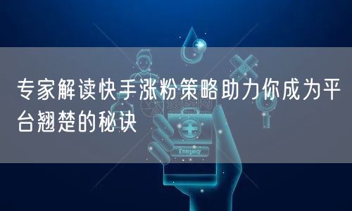 专家解读快手涨粉策略助力你成为平台翘楚的秘诀