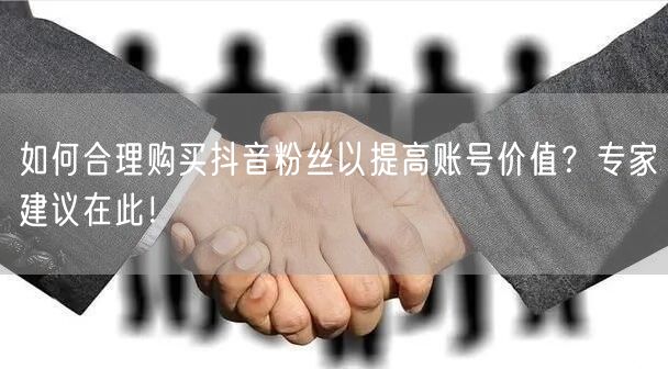 如何合理购买抖音粉丝以提高账号价值？专家建议在此！