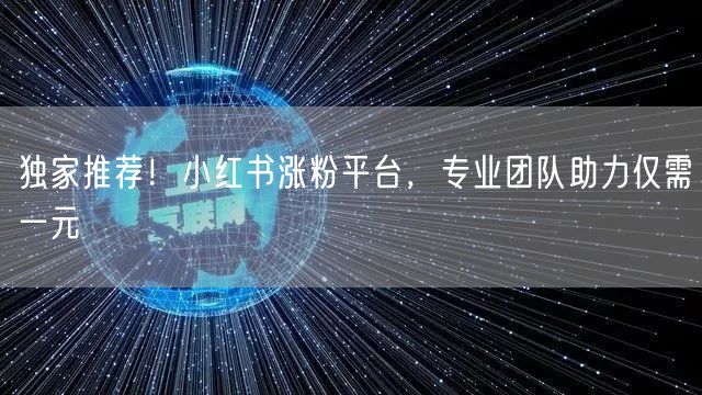 独家推荐！小红书涨粉平台，专业团队助力仅需一元