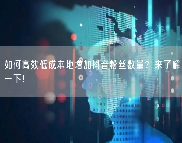 如何高效低成本地增加抖音粉丝数量？来了解一下！