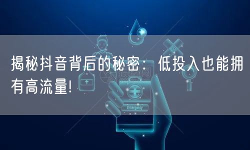 揭秘抖音背后的秘密：低投入也能拥有高流量!