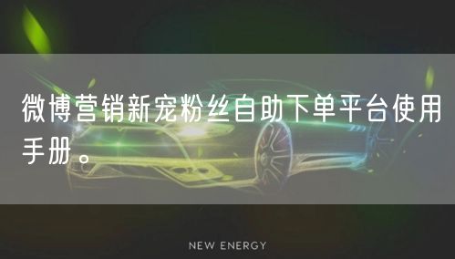 微博营销新宠粉丝自助下单平台使用手册。