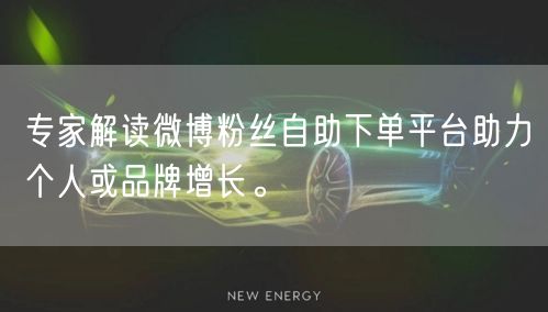 专家解读微博粉丝自助下单平台助力个人或品牌增长。