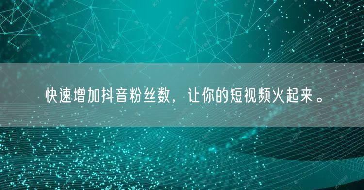 快速增加抖音粉丝数，让你的短视频火起来。