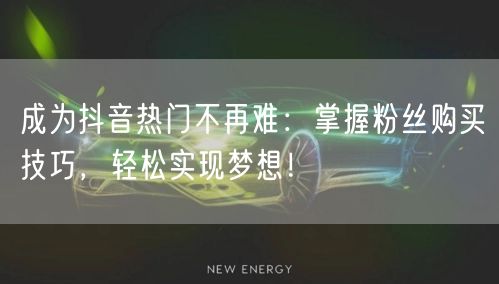 成为抖音热门不再难：掌握粉丝购买技巧，轻松实现梦想！