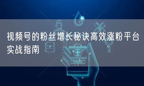 视频号的粉丝增长秘诀高效涨粉平台实战指南