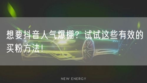 想要抖音人气爆棚？试试这些有效的买粉方法！