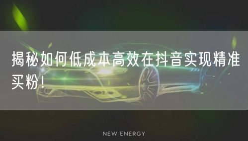 揭秘如何低成本高效在抖音实现精准买粉！
