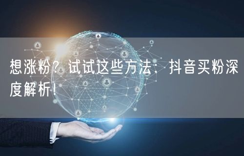 想涨粉？试试这些方法：抖音买粉深度解析！