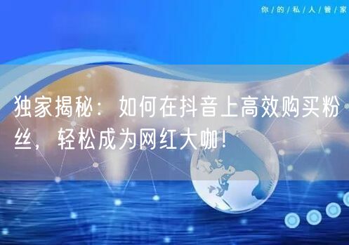 独家揭秘：如何在抖音上高效购买粉丝，轻松成为网红大咖！