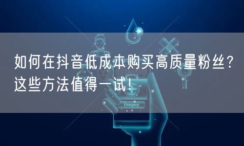 如何在抖音低成本购买高质量粉丝？这些方法值得一试！