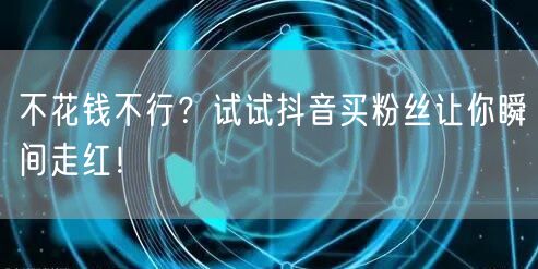 不花钱不行？试试抖音买粉丝让你瞬间走红！