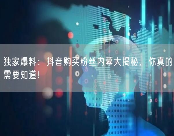 独家爆料：抖音购买粉丝内幕大揭秘，你真的需要知道！
