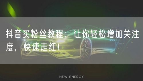 抖音买粉丝教程：让你轻松增加关注度，快速走红！