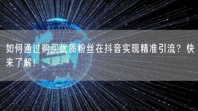 如何通过购买优质粉丝在抖音实现精准引流？快来了解！