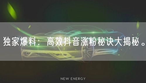 独家爆料：高效抖音涨粉秘诀大揭秘。