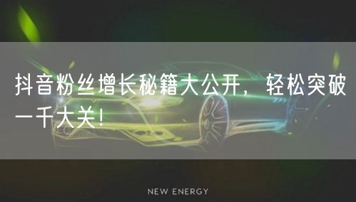 抖音粉丝增长秘籍大公开，轻松突破一千大关！