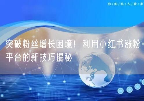 突破粉丝增长困境！利用小红书涨粉平台的新技巧揭秘