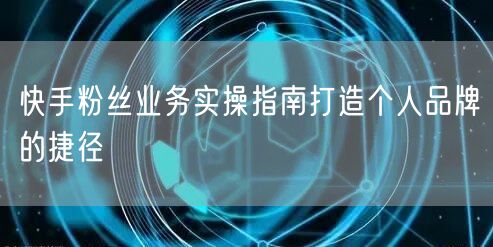 快手粉丝业务实操指南打造个人品牌的捷径