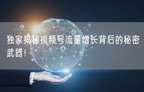 独家揭秘视频号流量增长背后的秘密武器！