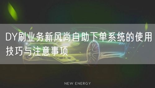 DY刷业务新风尚自助下单系统的使用技巧与注意事项
