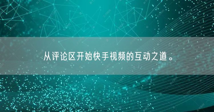 从评论区开始快手视频的互动之道。