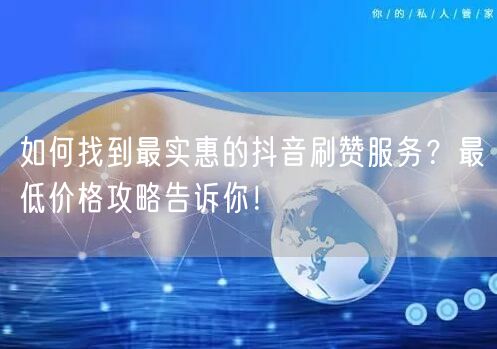 如何找到最实惠的抖音刷赞服务？最低价格攻略告诉你！