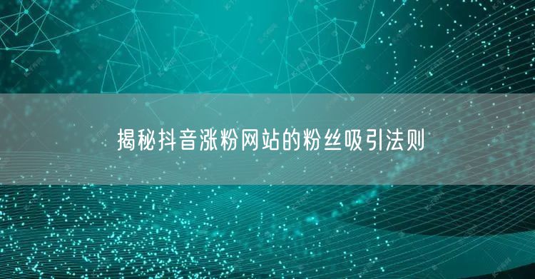 揭秘抖音涨粉网站的粉丝吸引法则