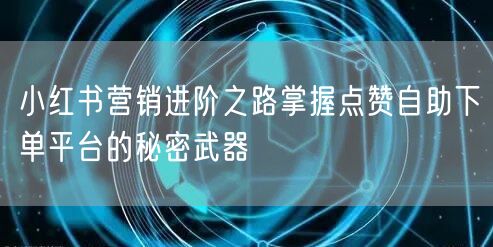 小红书营销进阶之路掌握点赞自助下单平台的秘密武器