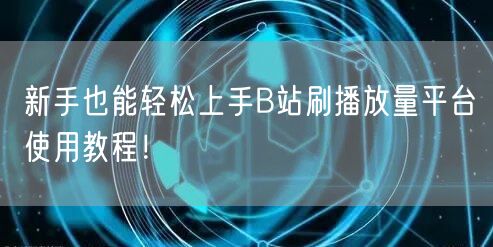 新手也能轻松上手B站刷播放量平台使用教程！