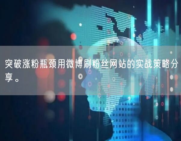 突破涨粉瓶颈用微博刷粉丝网站的实战策略分享。
