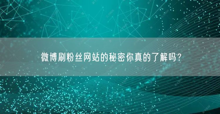微博刷粉丝网站的秘密你真的了解吗？