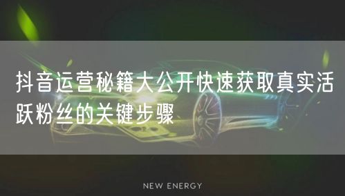 抖音运营秘籍大公开快速获取真实活跃粉丝的关键步骤
