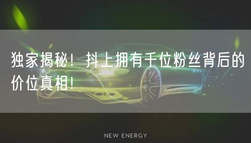 独家揭秘！抖上拥有千位粉丝背后的价位真相！