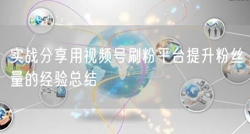 实战分享用视频号刷粉平台提升粉丝量的经验总结