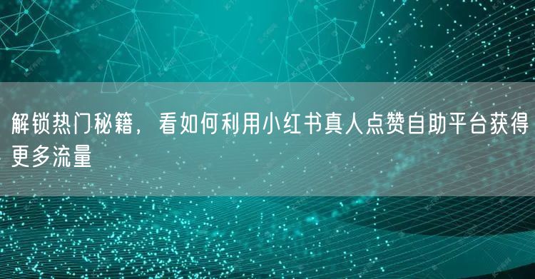 解锁热门秘籍，看如何利用小红书真人点赞自助平台获得更多流量