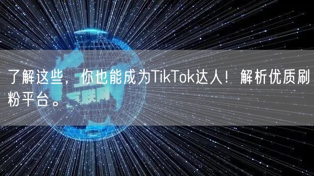 了解这些，你也能成为TikTok达人！解析优质刷粉平台。